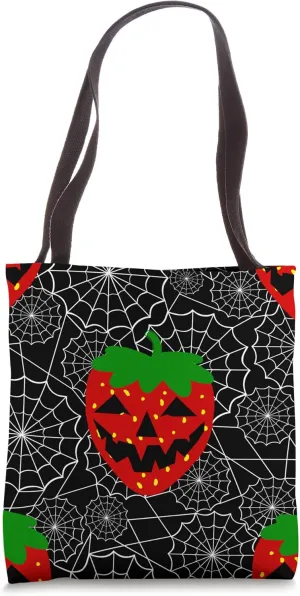 halloween jack o'lantern strawberry spiderweb Tote Bag