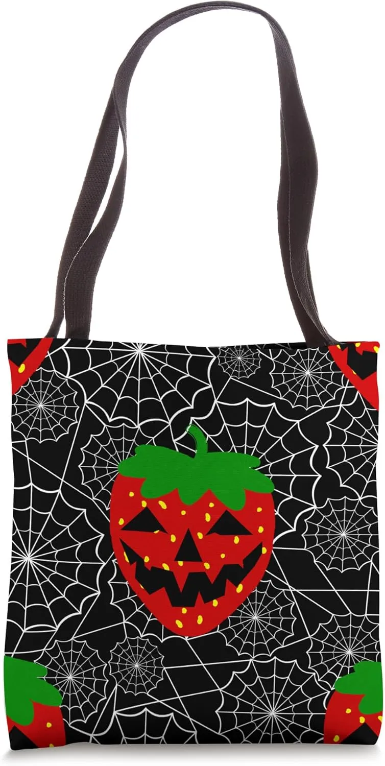 halloween jack o'lantern strawberry spiderweb Tote Bag