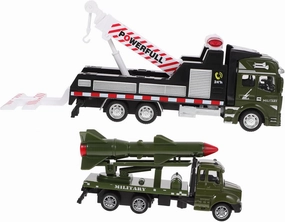 HANABASS 2pcs Pull Back Truck Friction Powered Crane Lightweight Easy to Use for Imaginative Play for No Batteries Required