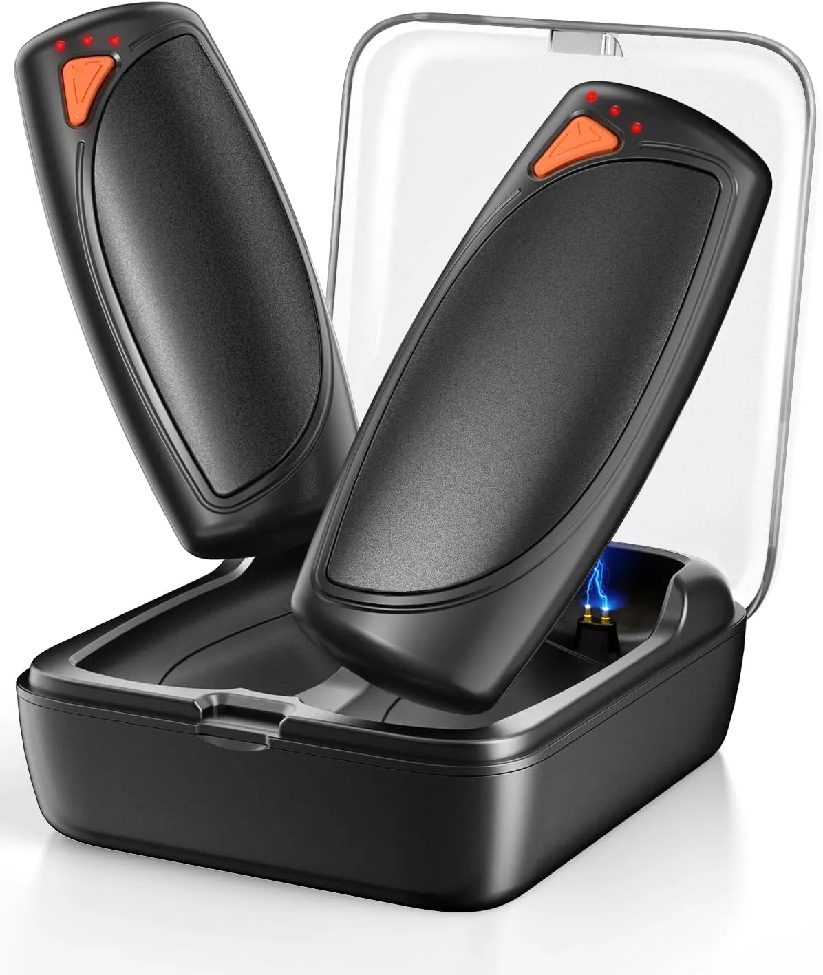Hand Warmers Rechargeable with Charge Case, 2 Packs 14,000mAh Electric Hand Warmer Battery Powered Dual Sided Reusable Long Battery Life Portable Pocket Heater Gifts for Men Women Golf, Hunting Gear