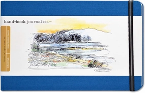Handbook Journal Co. Travelogue Artist Travel Notebook for Drawing and Sketching, Ultramarine Blue, Large Landscape 5.5 x 8.25 Inches, 130 GSM Paper, Hardcover w/Pocket