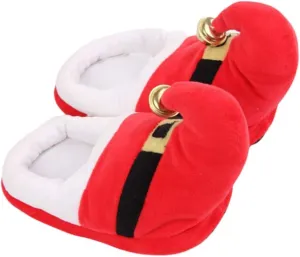 Happyyami 1 Pair Plush Red Christmas Slippers for Adults and Kids | Non-Slip Slip-on Design | Warm and Cozy Holiday Footwear | Sizes 35-41