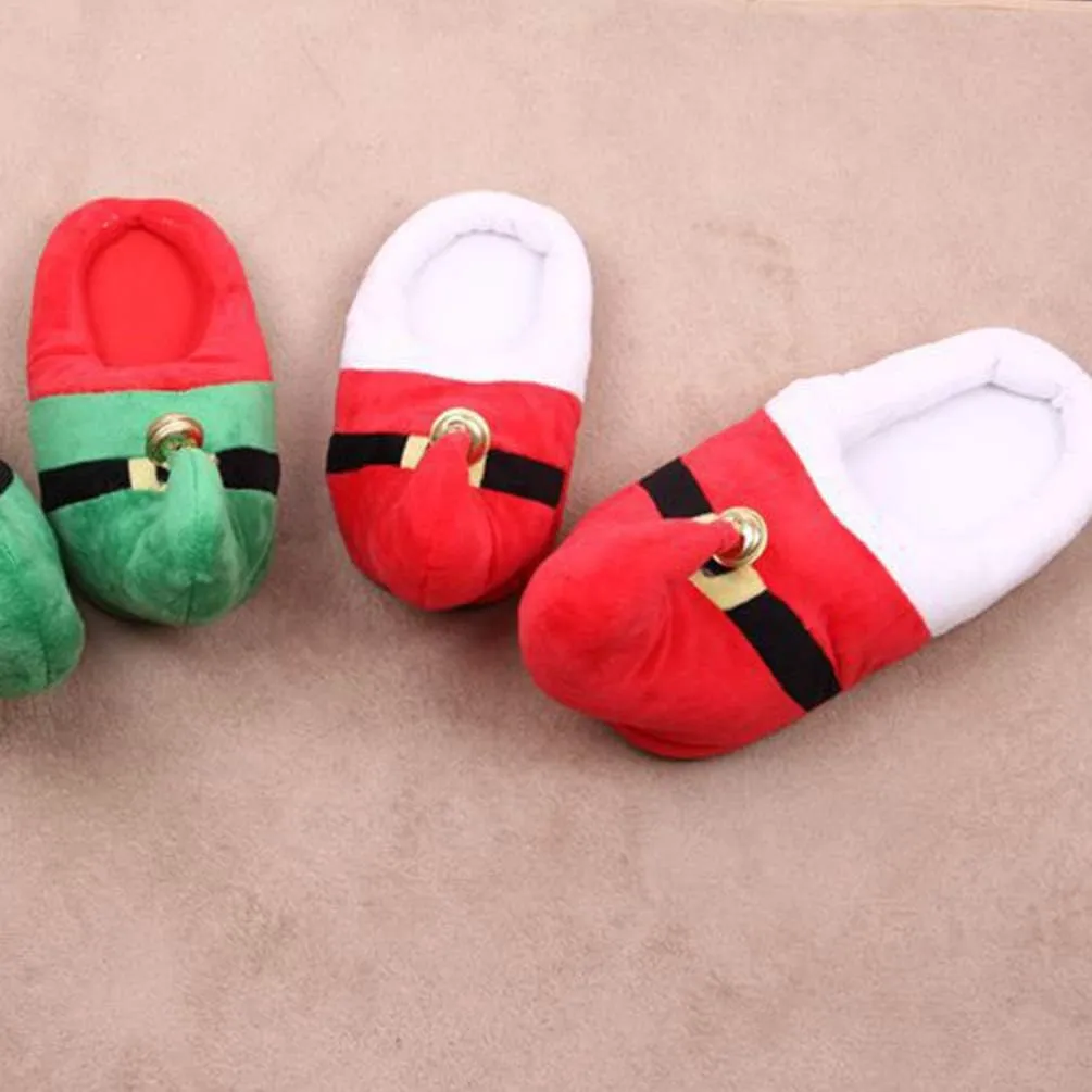 Happyyami 1 Pair Plush Red Christmas Slippers for Adults and Kids | Non-Slip Slip-on Design | Warm and Cozy Holiday Footwear | Sizes 35-41