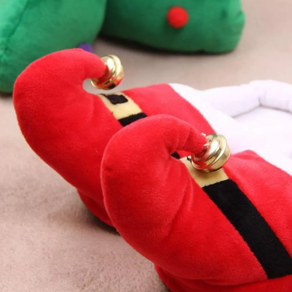 Happyyami 1 Pair Plush Red Christmas Slippers for Adults and Kids | Non-Slip Slip-on Design | Warm and Cozy Holiday Footwear | Sizes 35-41