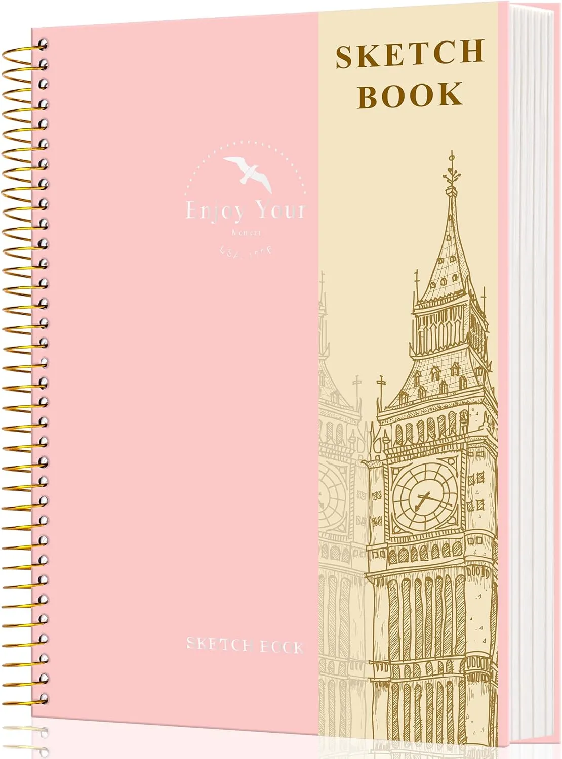 Hardcover Sketchbook for Drawing 8.5 x 11 Spiral Sketch Book for Adults Women Kids with 100gsm 68lb 120 Sheets Premium Paper Sketch Pad for Drawing Books Notebook Art Supplies, Pink