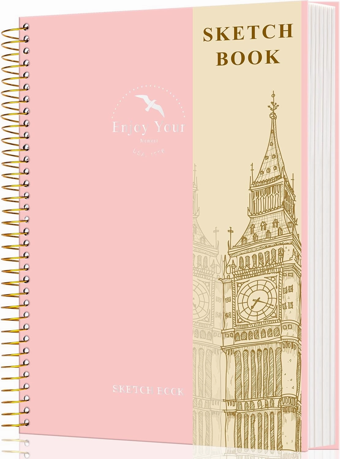 Hardcover Sketchbook for Drawing 8.5 x 11 Spiral Sketch Book for Adults Women Kids with 100gsm 68lb 120 Sheets Premium Paper Sketch Pad for Drawing Books Notebook Art Supplies, Pink