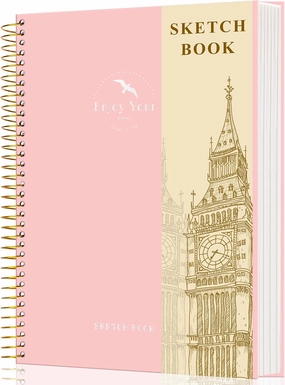 Hardcover Sketchbook for Drawing 8.5 x 11 Spiral Sketch Book for Adults Women Kids with 100gsm 68lb 120 Sheets Premium Paper Sketch Pad for Drawing Books Notebook Art Supplies, Pink