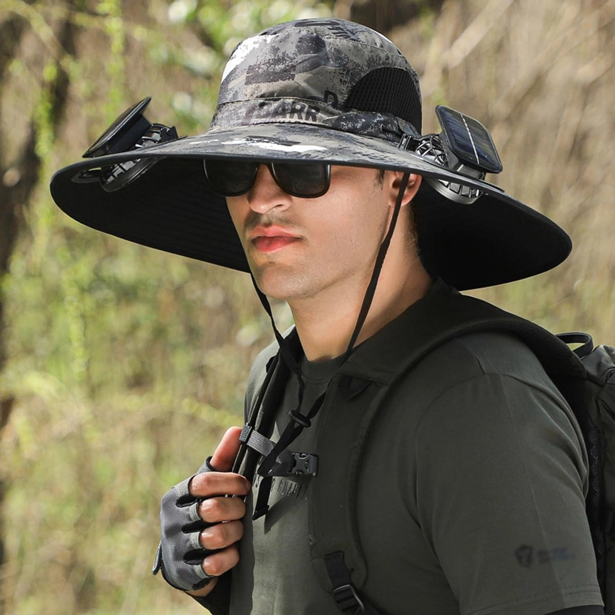 Hat with Fans Solar Power, Wide Brim Solar Fan Hat Outdoor Fishing, Ultralight Solar Panel Cap Fan