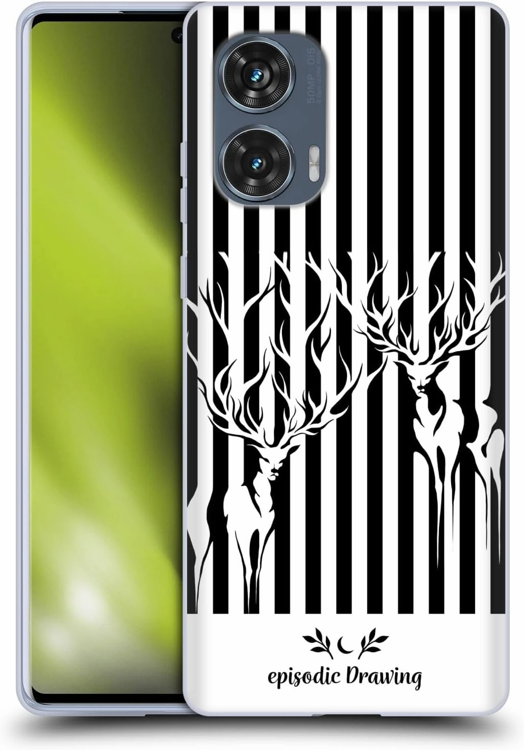 Head Case Designs Officially Licensed Episodic Drawing Deers in Stripes Mix Illustrations Soft Gel Case Compatible with Motorola Edge 50 Fusion