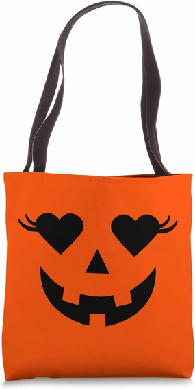 Heart Eyes Jack O Lantern with Eyelashes Halloween for Teens Tote Bag