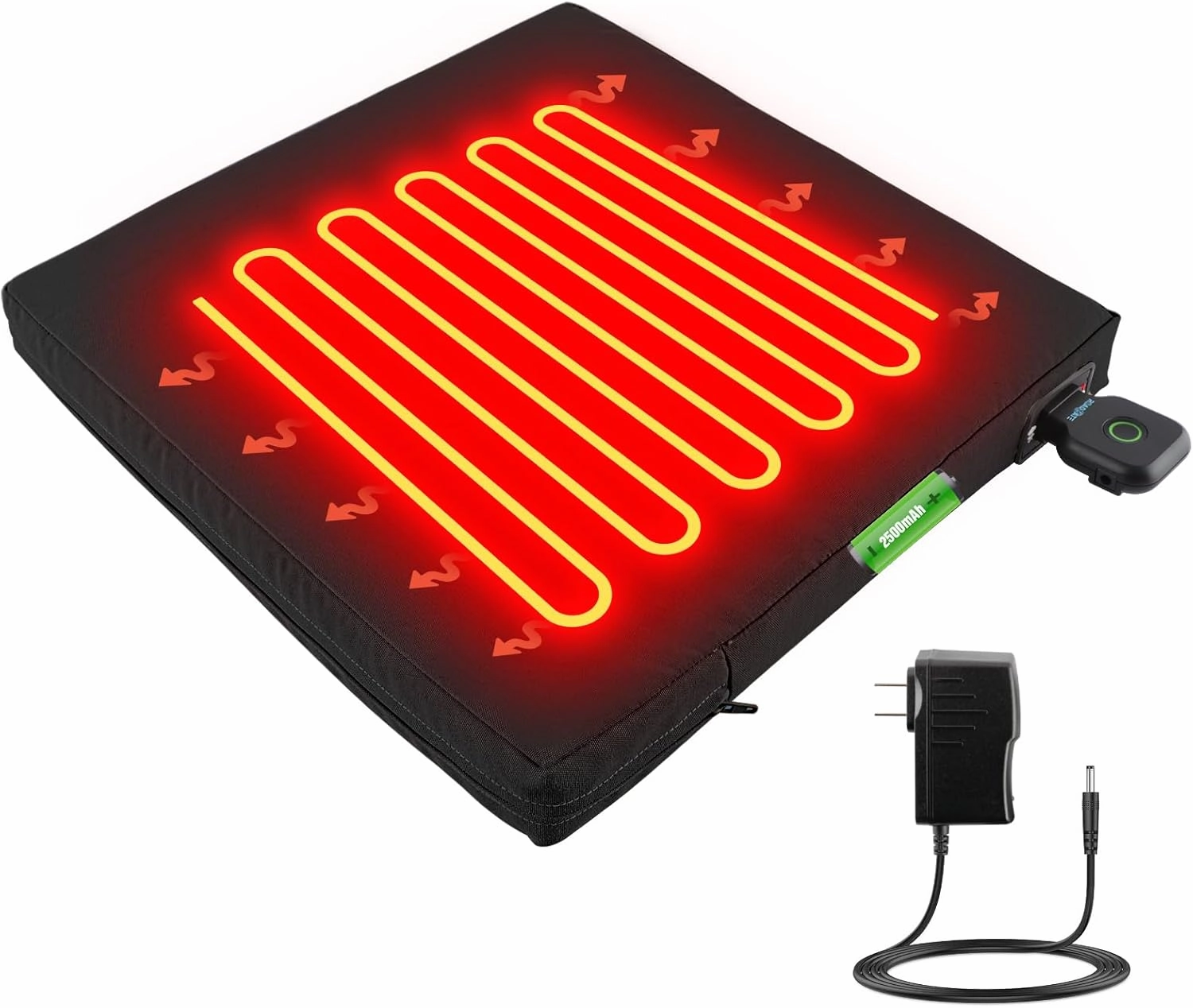 Heated Seat Cushion Cordless Rechargeable Stadium Seat Pad Portable Bleacher Cushion for Outdoor Sports, Camping, Fishing, Home with 3 Heat Settings (Large & Black)
