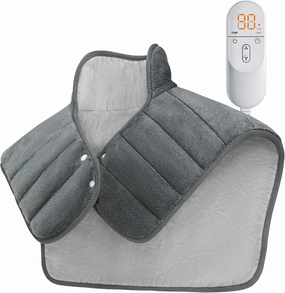 Heating Pad for Neck and Shoulders and Back, Gifts for Dad Fathers Day, 24 x 23 XL Large Electric Heated Wrap for Pain Relief, Gifts for Women, 2lb Weighted, 6 Heat Settings, 4 Timers, Silver Grey