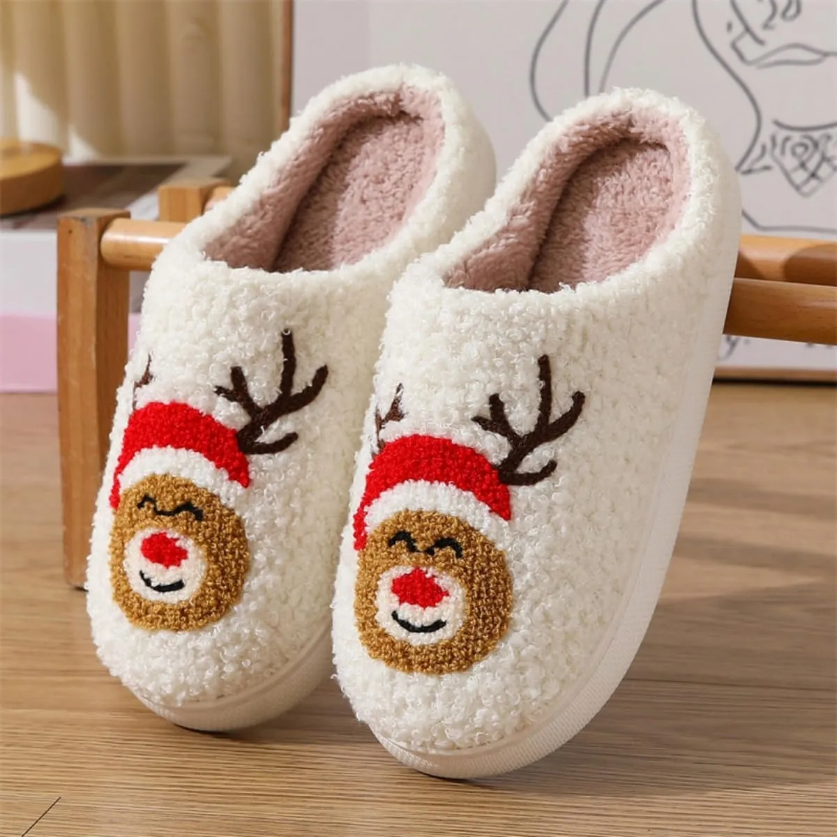 Height Increase Slippers for Women Bunny Ears Animal Rabbit Fuzzy Fluffy Boosting Anti Slip For Indoor Women Girls Pantuflas Para Mujer Cute Sides
