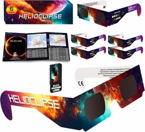 Helioclipse 6 Pack Solar Eclipse Glasses 2024 - Trusted for Direct Solar Eclipse Viewing - Iso 12312-2 & Ce Certified