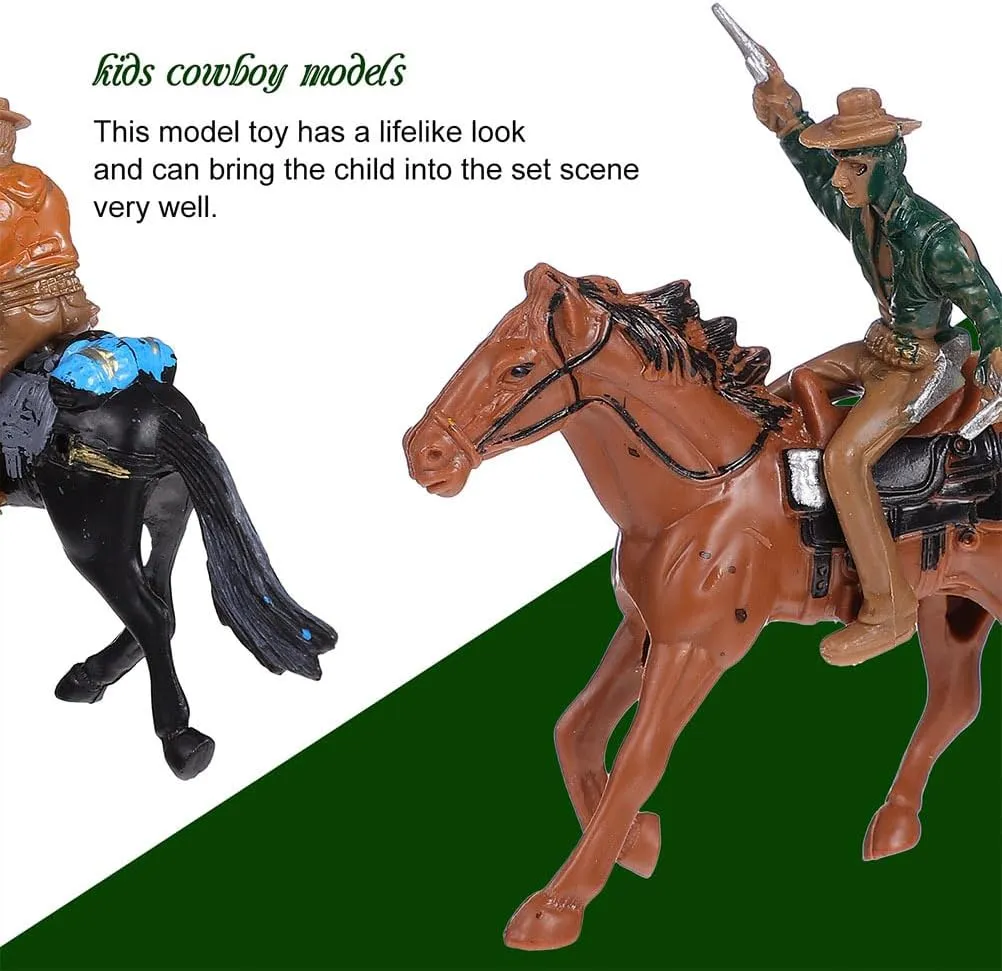 Hemoton 16pcs Western Figures Toys Cowboy Riding Models Mini Plastic Riding Horse Figurine with Rider for Kids Toddlers Farm Animal Collection