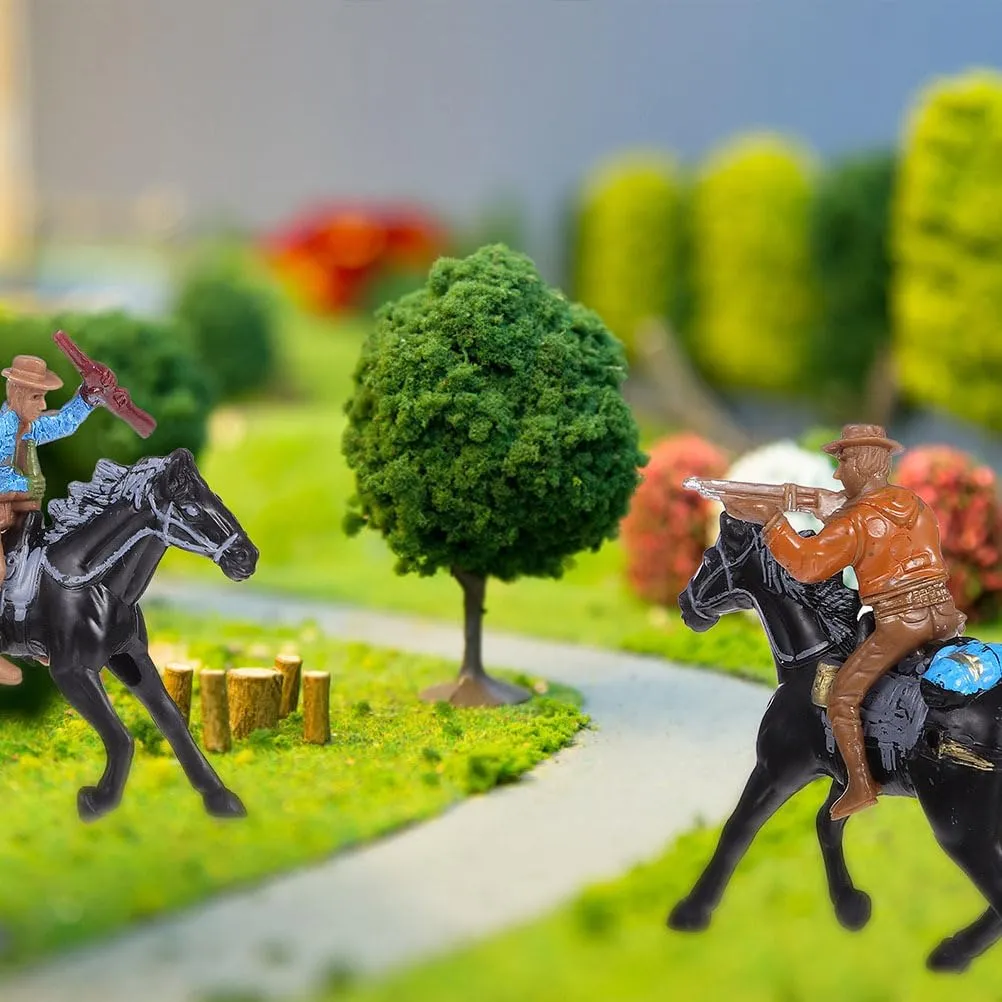 Hemoton 16pcs Western Figures Toys Cowboy Riding Models Mini Plastic Riding Horse Figurine with Rider for Kids Toddlers Farm Animal Collection