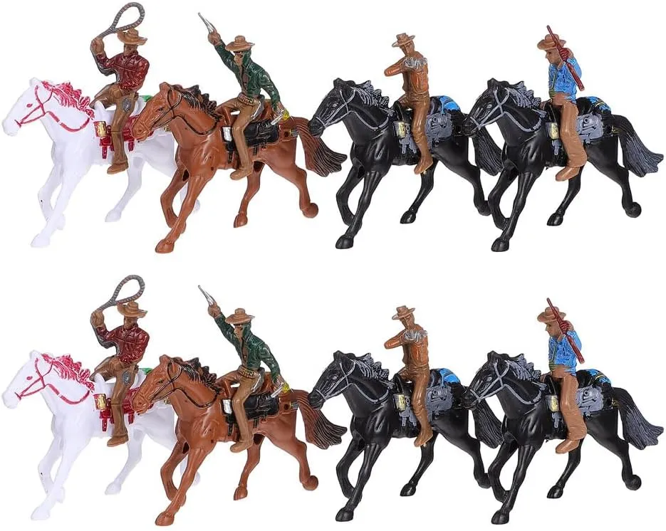 Hemoton 16pcs Western Figures Toys Cowboy Riding Models Mini Plastic Riding Horse Figurine with Rider for Kids Toddlers Farm Animal Collection
