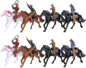 Hemoton 16pcs Western Figures Toys Cowboy Riding Models Mini Plastic Riding Horse Figurine with Rider for Kids Toddlers Farm Animal Collection