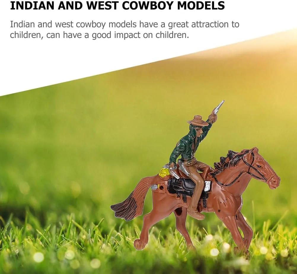 Hemoton 16pcs Western Figures Toys Cowboy Riding Models Mini Plastic Riding Horse Figurine with Rider for Kids Toddlers Farm Animal Collection