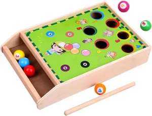 HEMOTON 1Set Mini Pool Table for Interactive Billiards Game Kit for Family Fun Portable Travel Game Great for Kindergarten Preschool Activities