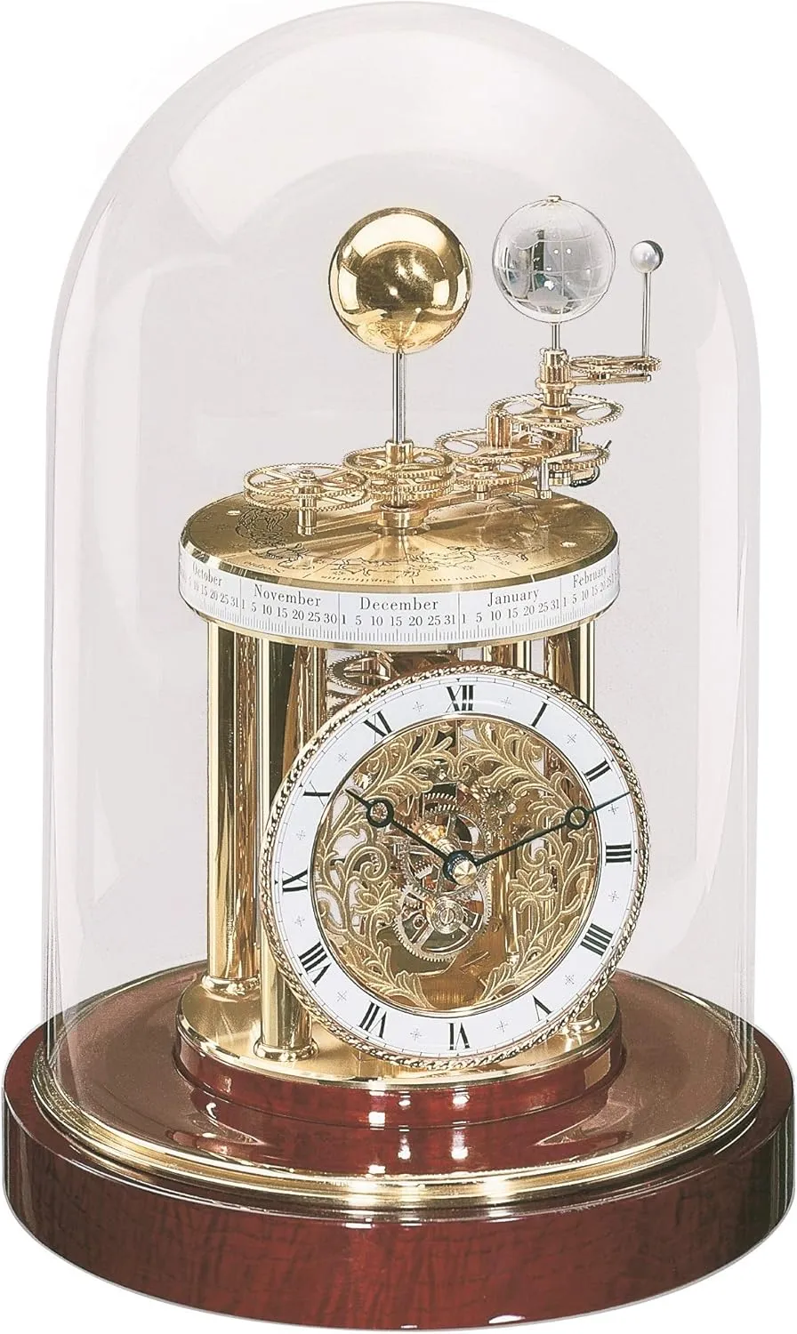 Hermle 22836072987 Astrolabium Mantel & Table Clock - Mahogany