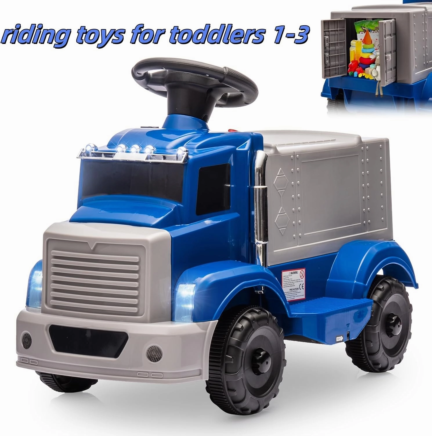 hetoy Riding Toys for Toddlers 1-3 Years - 6V 4.5Ah Small Truck with Ergonomic Seat | Rechargeable 4 Treaded Tires, Rubber Grips & Storage | Built-in Music & Premium Safe Materials (Indoor/Outdoor)