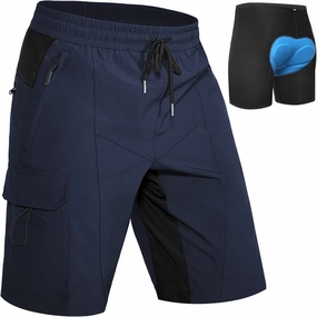 Hiauspor Men's Padded Mountain Bike Shorts Loose Fit Quick Dry Cycling Shorts Biking for Men with 5 Pockets