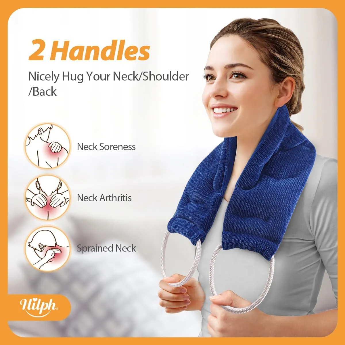 Hilph Neck Warmer Microwavable, Unscented Longer Microwave Heating Pad for Neck & Shoulder Pain Relief, Heated Wrap with Moist Heat Hot Therapy for Cervical Pain, Muscle Pain, Stress Relief