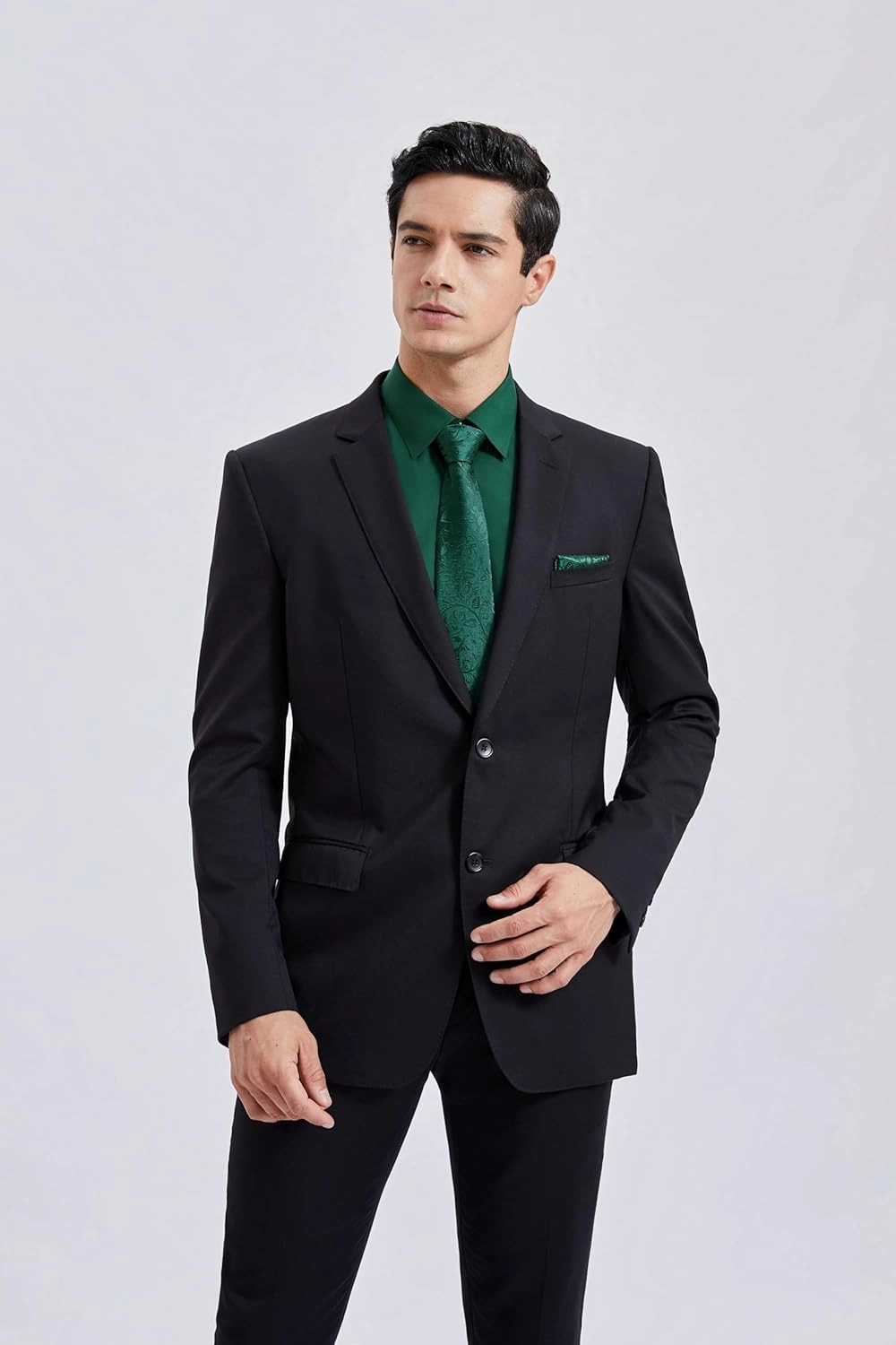 HISDERN Mens Dress Shirt Long Sleeve Matching Tie and Pocket Square Set Classic Button Down Formal Business Shirts