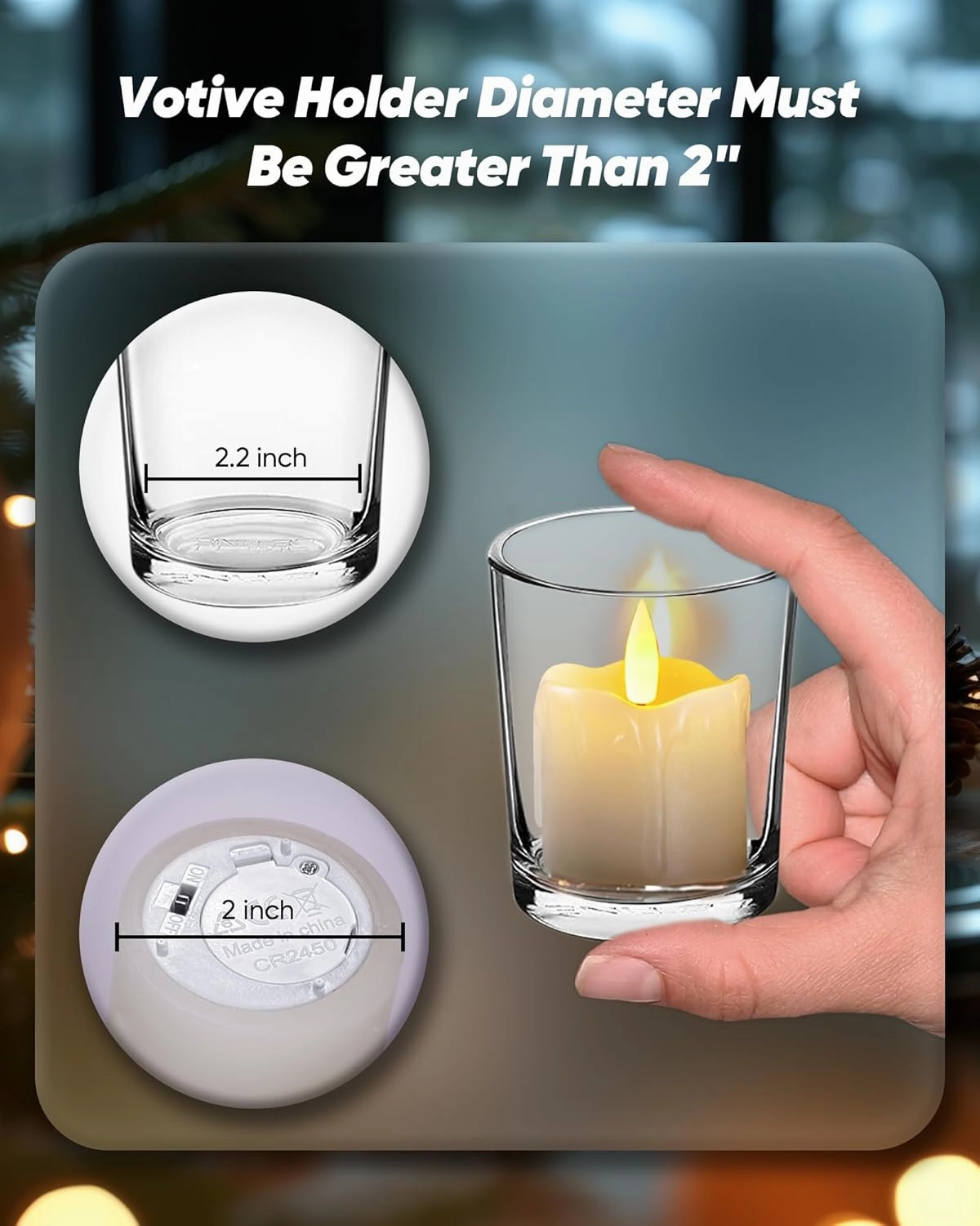 Homemory Flameless Votive Candles with Timer Remote, 2" x 2" Real Wax, 300  Hour Realistic Black Wick Battery Operated Candles, Set of 6 for Wedding, Party and Holiday Decoration (Battery Included)