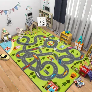 HOMORE Kids Play Mat Rug, Fun and Educational City Play Rug for Hot Wheels Track Racing and Toys, Kids Carpet Playmat Area Rug for Children Bedroom Play Room Nursery, 4x6 Feet
