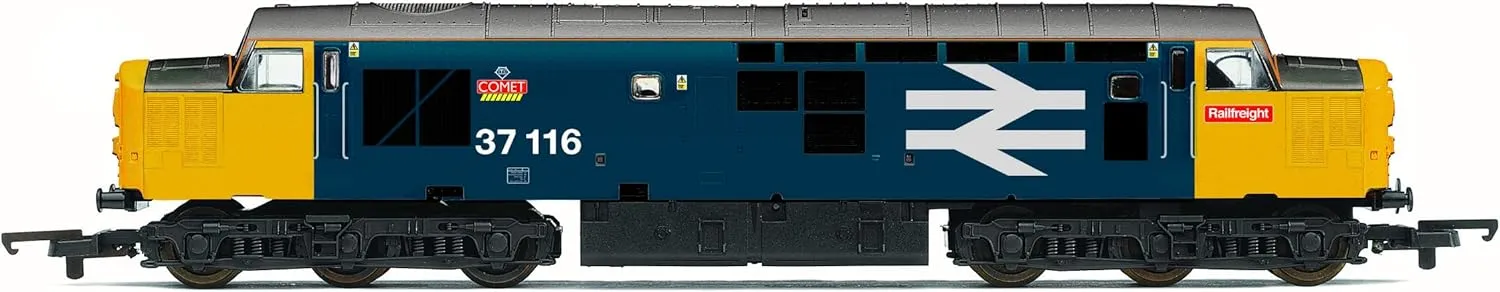 Hornby Diesel Train - R30185 Railroad Plus BR, Class 37, Co-Co, 37116 'Comet'- Era 8 00 Gauge Locomotives for Train Set, Engine Models for Adults - 1:76 Scale Model Gift, Blue