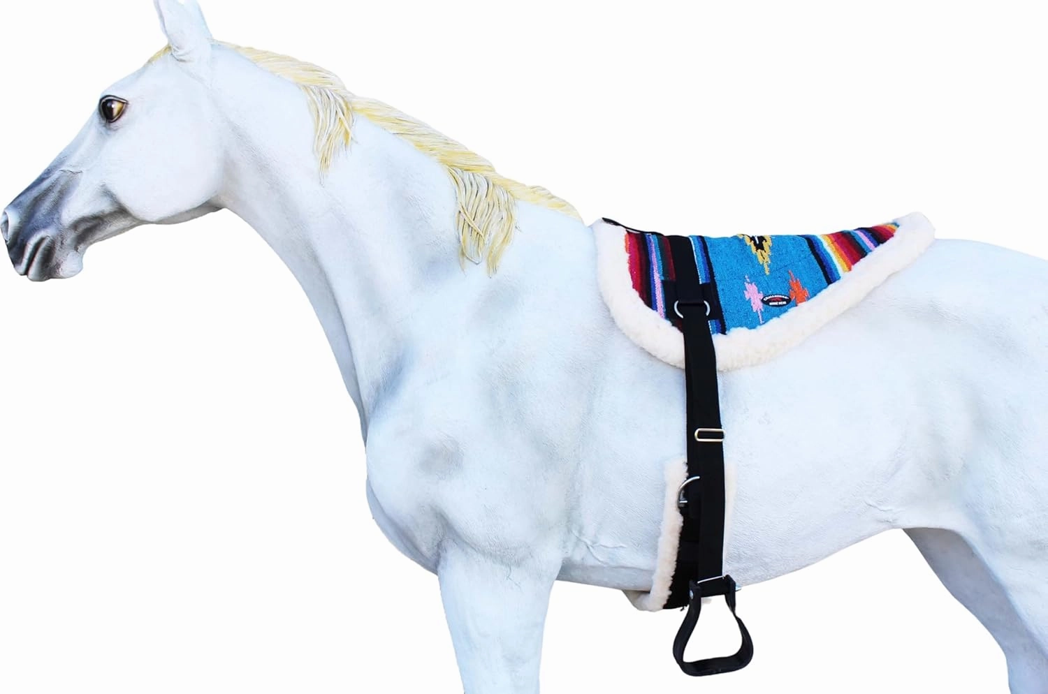 Horse Western Treeless Faux Fur Padded Serape Acrylic Bareback Pad Stirrups 39211-215