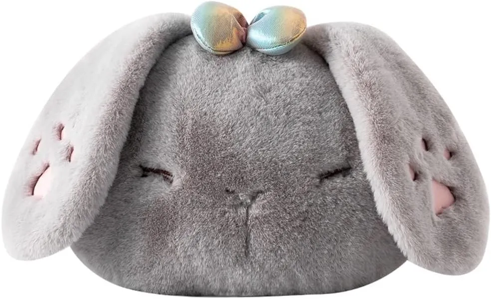 Hot Water Bag Hot Water Bottle Charging Cute Bunny Plush Cover Explosion-Proof Hot Water Bag Relieve Cramps and Back Pain Neck Shoulder Pain Warm Artifact (Color : Gray)