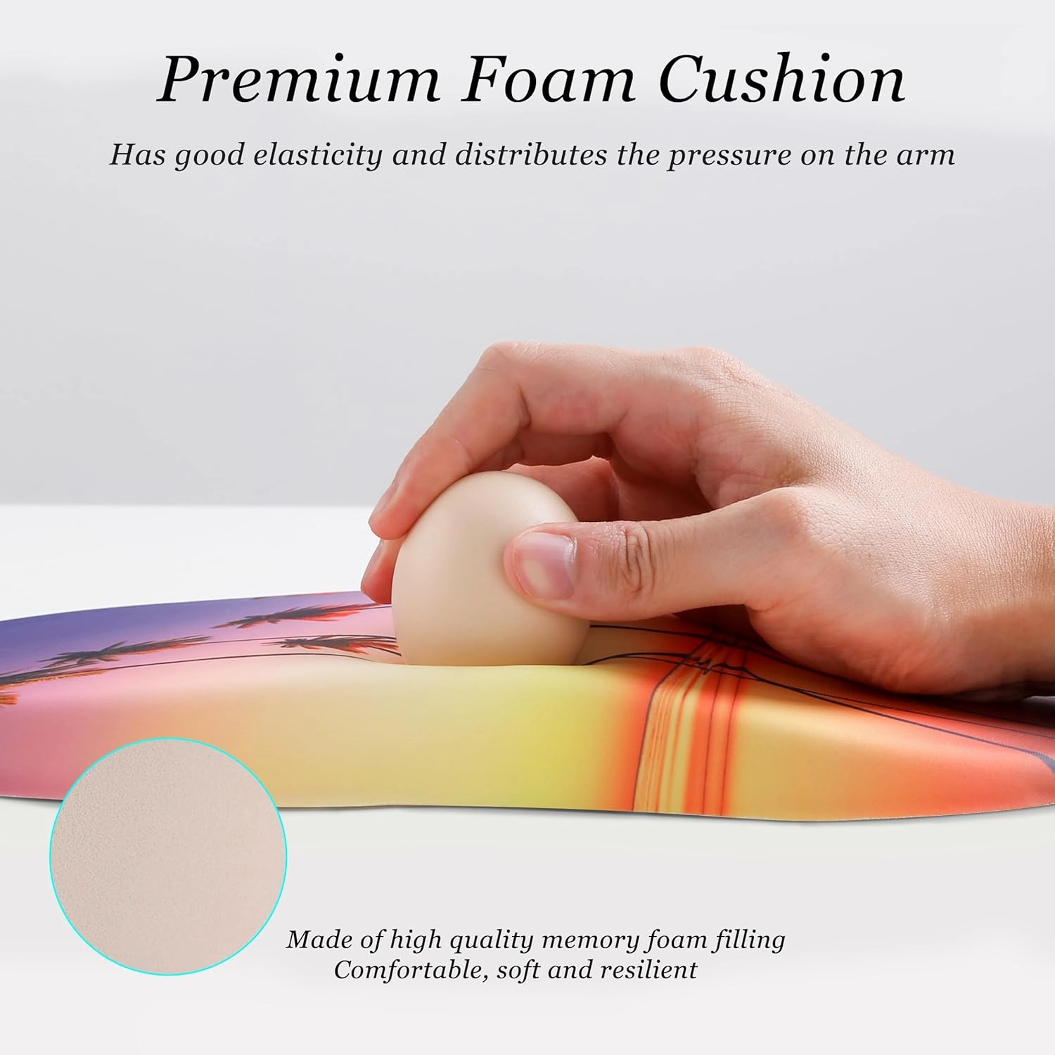 hueilm Ergonomic Mouse Pad Wrist Support,Pain Relief Mouse Pad with Wrist Rest,Entire Memory Foam Mouse Pad with Non-Slip PU Base,Comfortable Mousepad Perfect for Office & Home, 1PCS (Hawaiian)