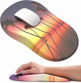 hueilm Ergonomic Mouse Pad Wrist Support,Pain Relief Mouse Pad with Wrist Rest,Entire Memory Foam Mouse Pad with Non-Slip PU Base,Comfortable Mousepad Perfect for Office & Home, 1PCS (Hawaiian)