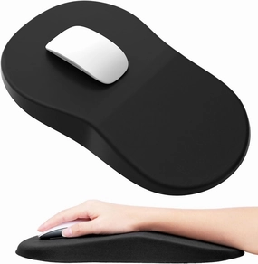 hueilm Ergonomic Mouse Pad Wrist Support,Pain Relief Mouse Pad with Wrist Rest,Entire Memory Foam Mouse Pad with Non-Slip PU Base,Comfortable Mousepad Perfect for Office & Home（Black）