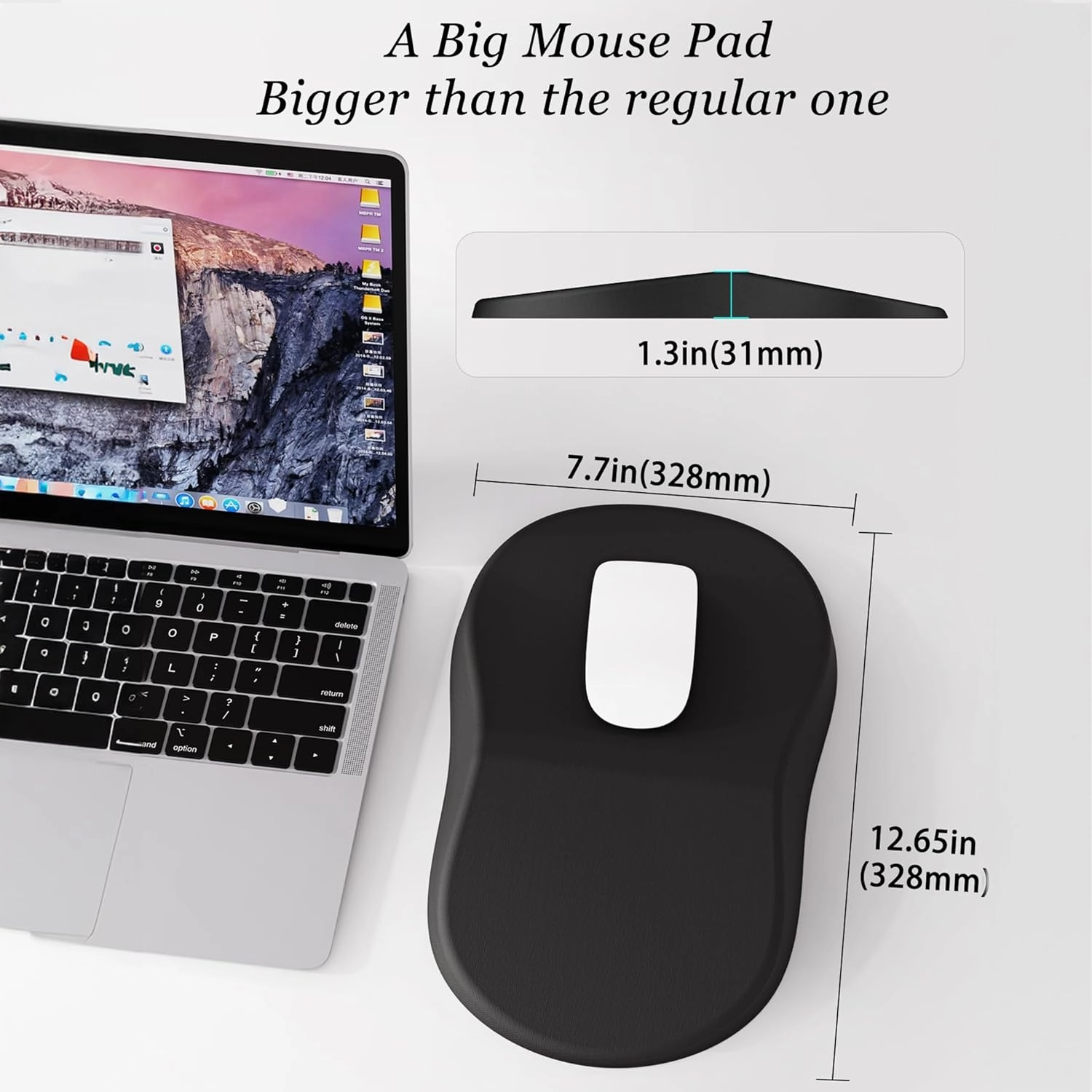 hueilm Ergonomic Mouse Pad Wrist Support,Pain Relief Mouse Pad with Wrist Rest,Entire Memory Foam Mouse Pad with Non-Slip PU Base,Comfortable Mousepad Perfect for Office & Home（Black）