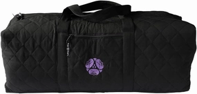 Hugger Mugger Quilted Yoga Mat Bag Black - fits Most Yoga mats with Extra Room for Props, 100% Durable Cotton, Double Handles, Inside and Outside Zipper Pockets