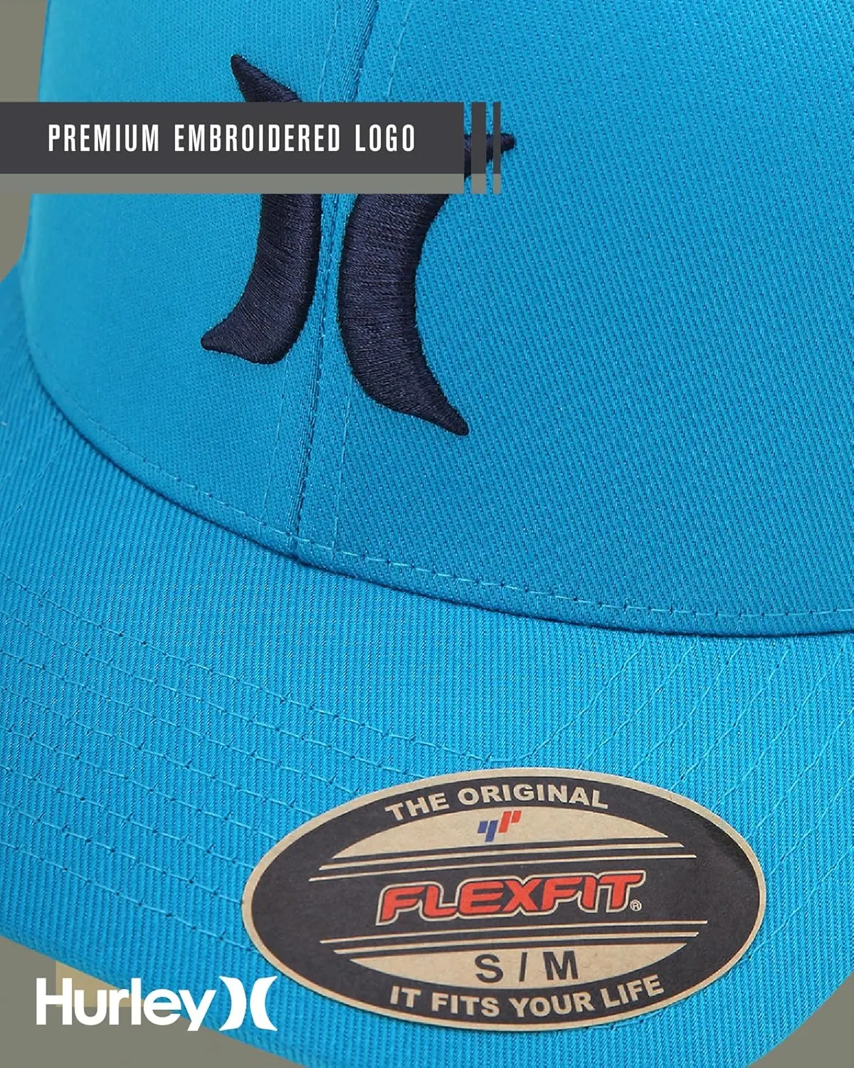Hurley Mens Baseball Cap - Flexfit Fitted Baseball Caps for Men (Sizes: S-XL)
