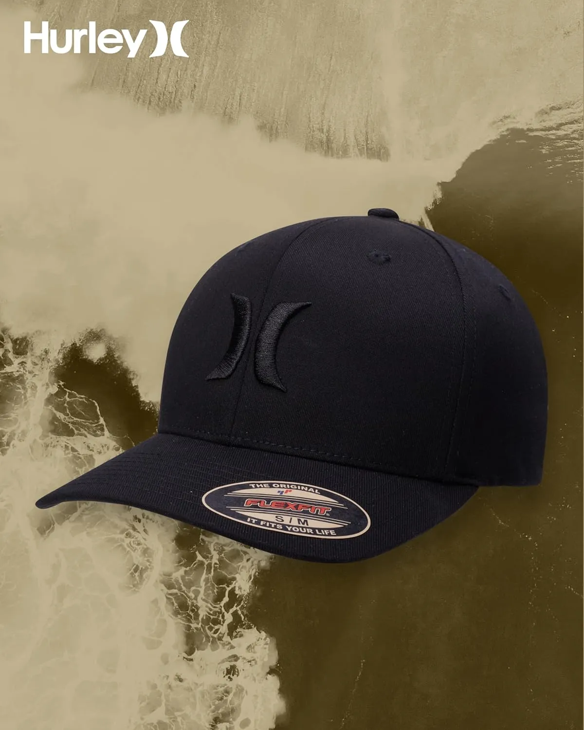Hurley Mens Baseball Cap - Flexfit Fitted Baseball Caps for Men (Sizes: S-XL)