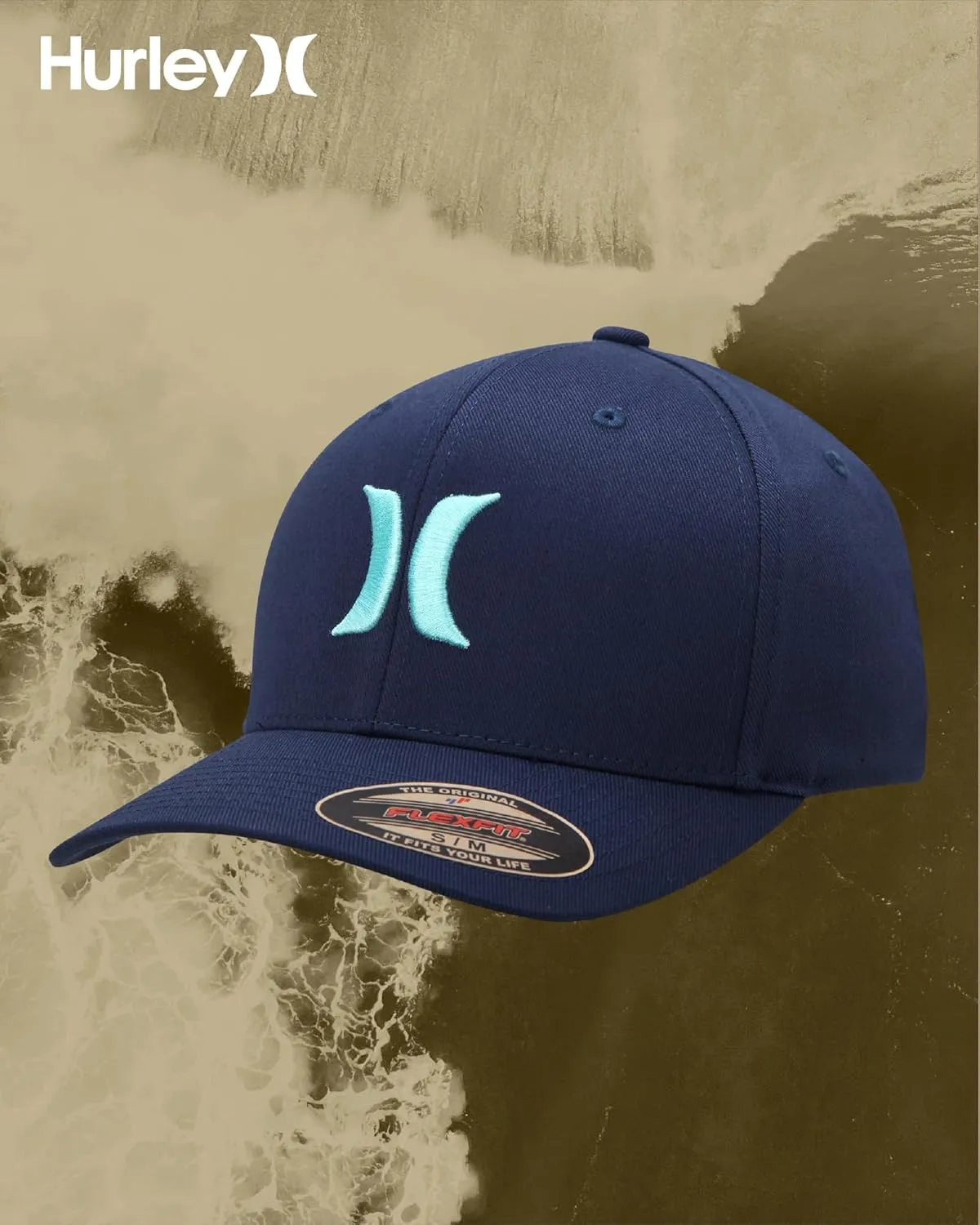 Hurley Mens Baseball Cap - Flexfit Fitted Baseball Caps for Men (Sizes: S-XL)