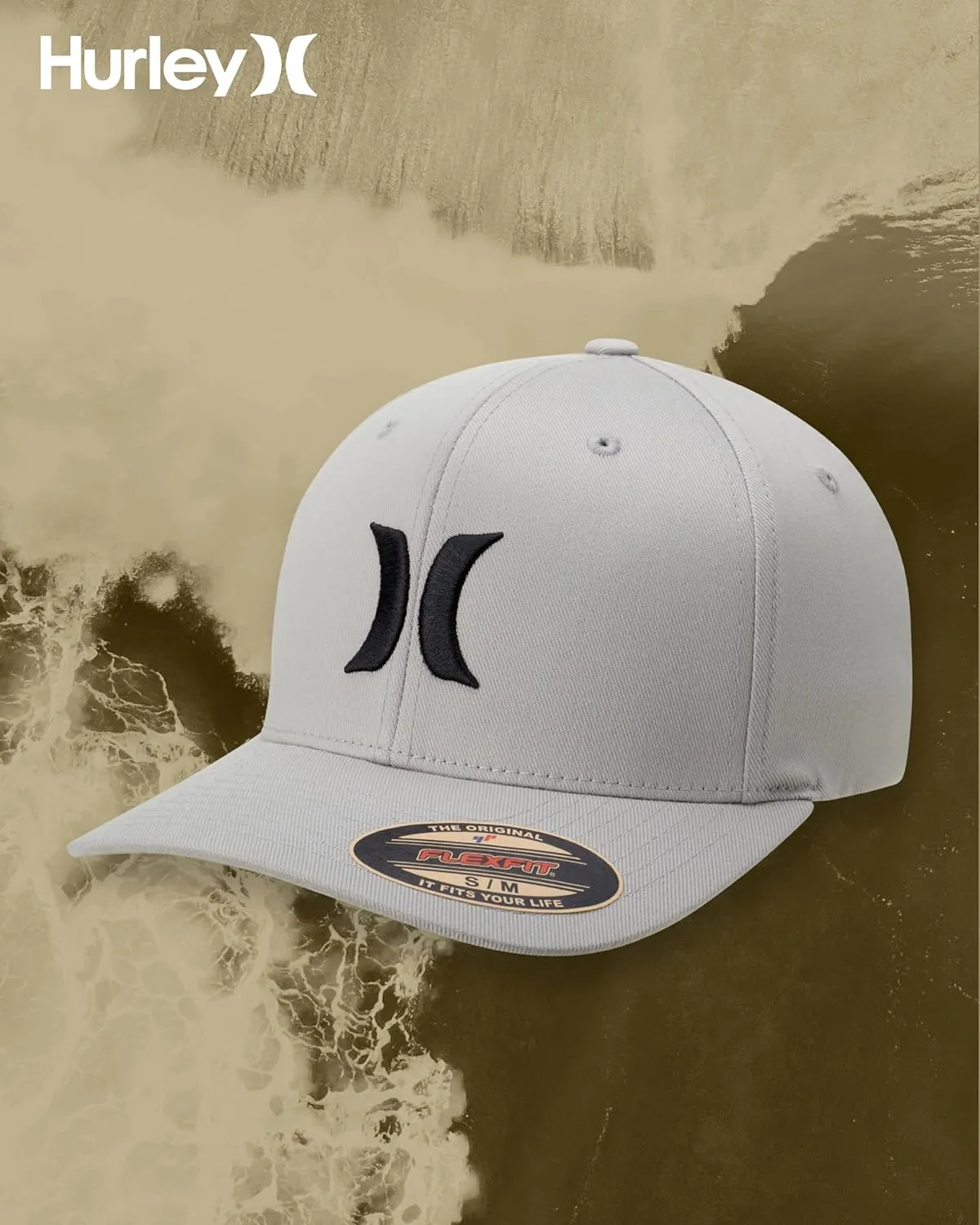 Hurley Mens Baseball Cap - Flexfit Fitted Baseball Caps for Men (Sizes: S-XL)