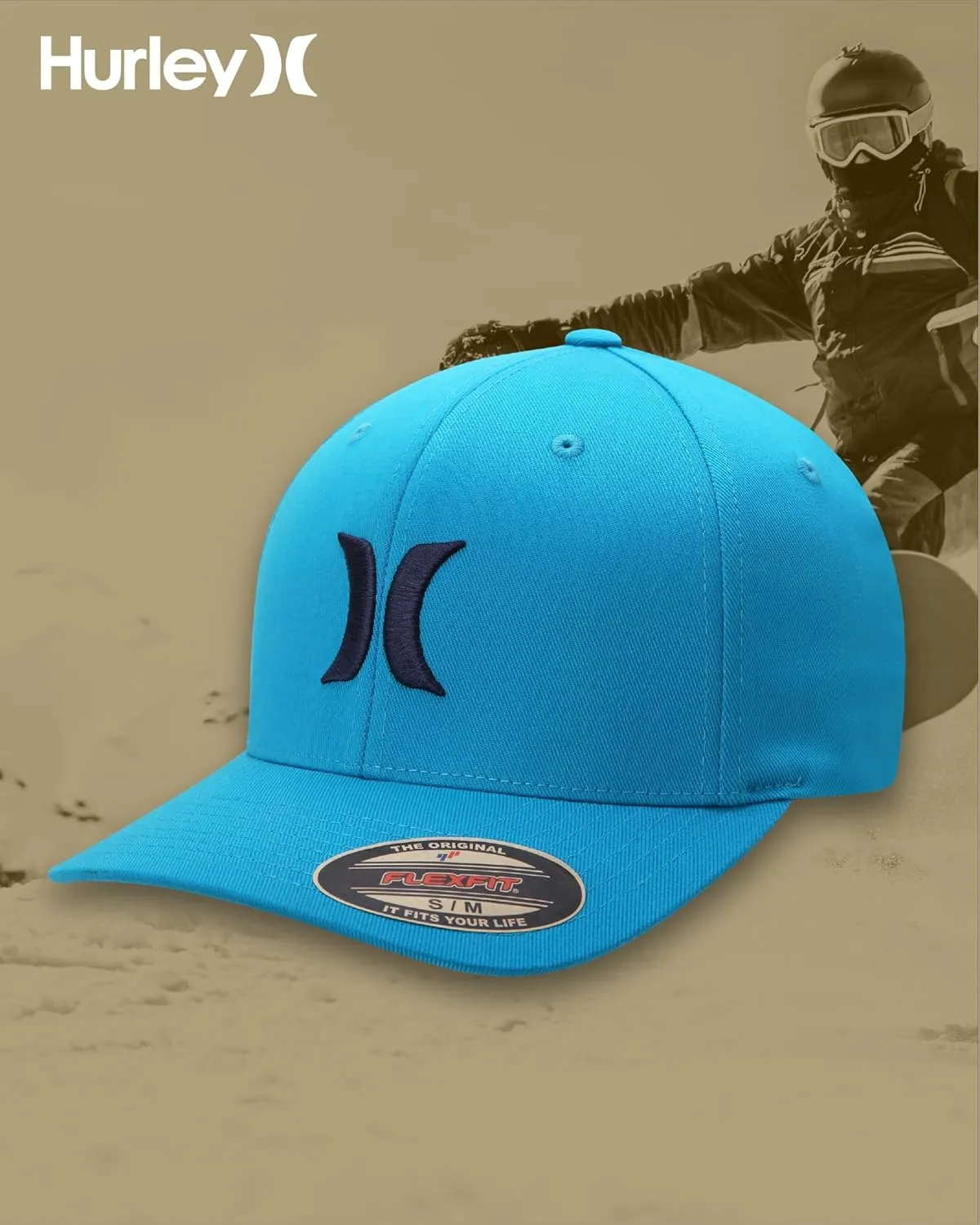 Hurley Mens Baseball Cap - Flexfit Fitted Baseball Caps for Men (Sizes: S-XL)