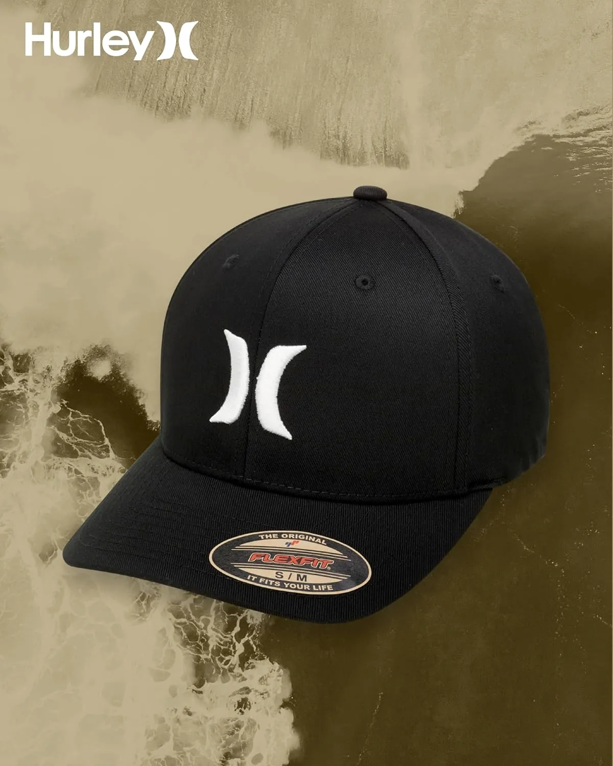 Hurley Mens Baseball Cap - Flexfit Fitted Baseball Caps for Men (Sizes: S-XL)