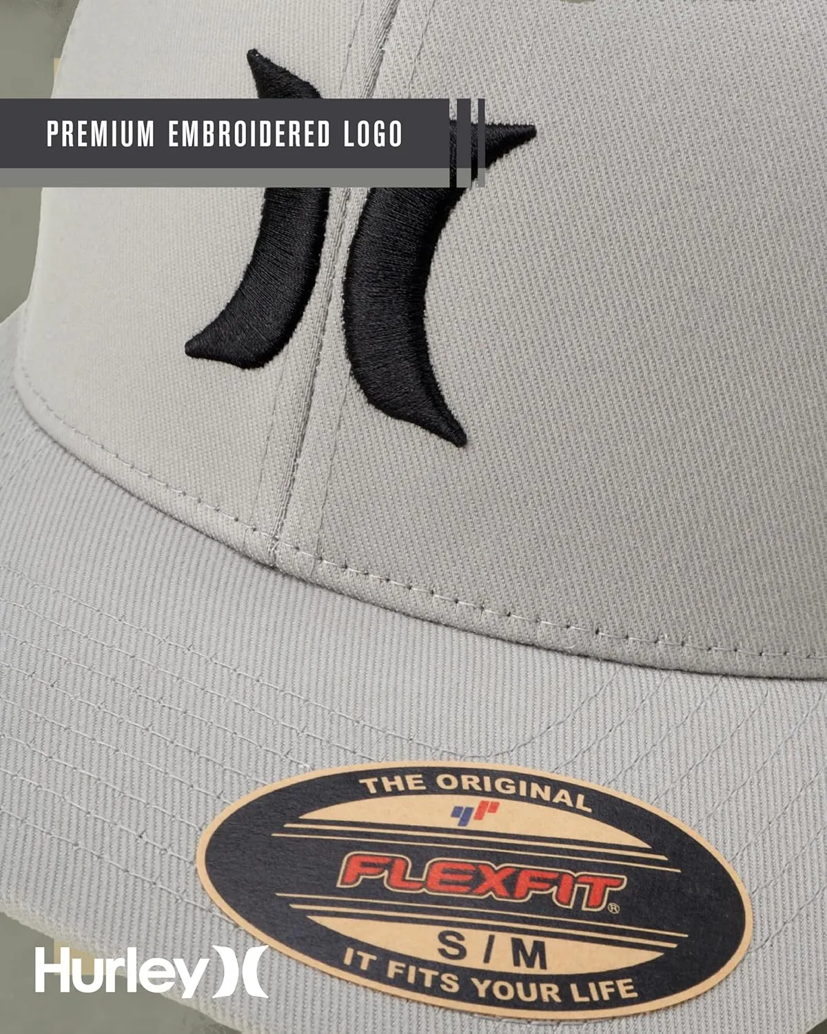 Hurley Mens Baseball Cap - Flexfit Fitted Baseball Caps for Men (Sizes: S-XL)