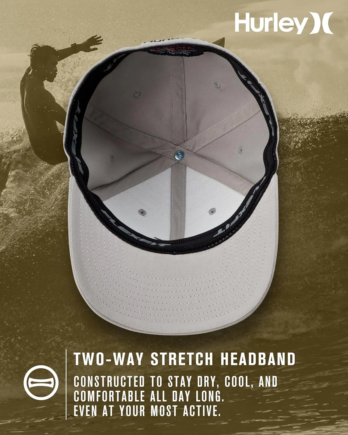 Hurley Mens Baseball Cap - Flexfit Fitted Baseball Caps for Men (Sizes: S-XL)