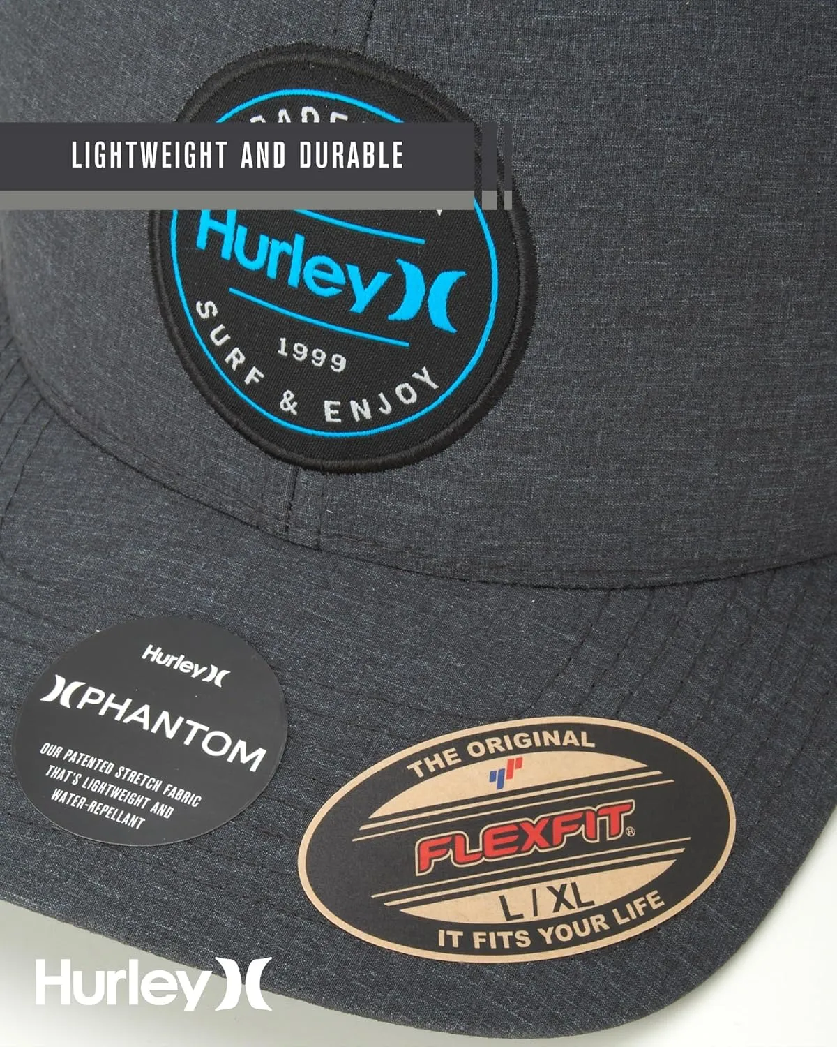 Hurley Men's Caps - Flexfit and Quick-Dry Phantom Baseball Caps for Men with Sweatband - Classic Mens Trucker Hats (S-XL)