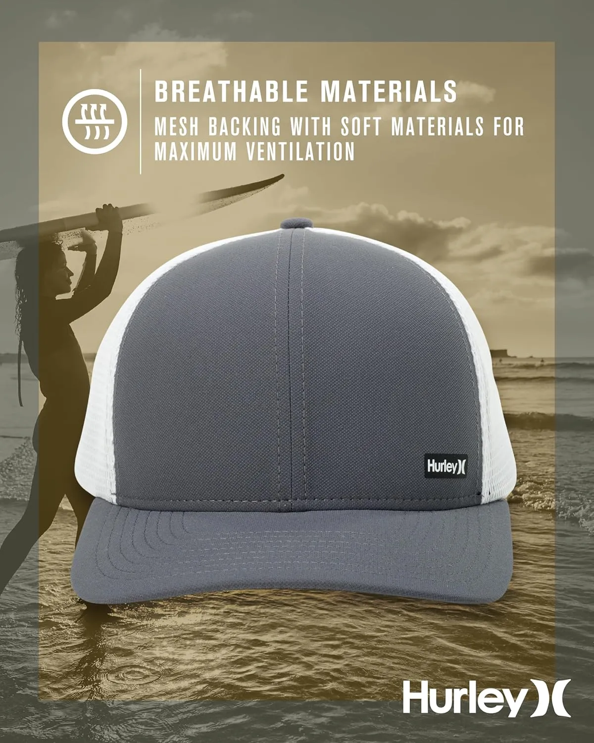 Hurley Men's Caps - H2O-Dri League Baseball Caps for Men with Snapback Closure - Classic Mens Trucker Hats (S-XL)