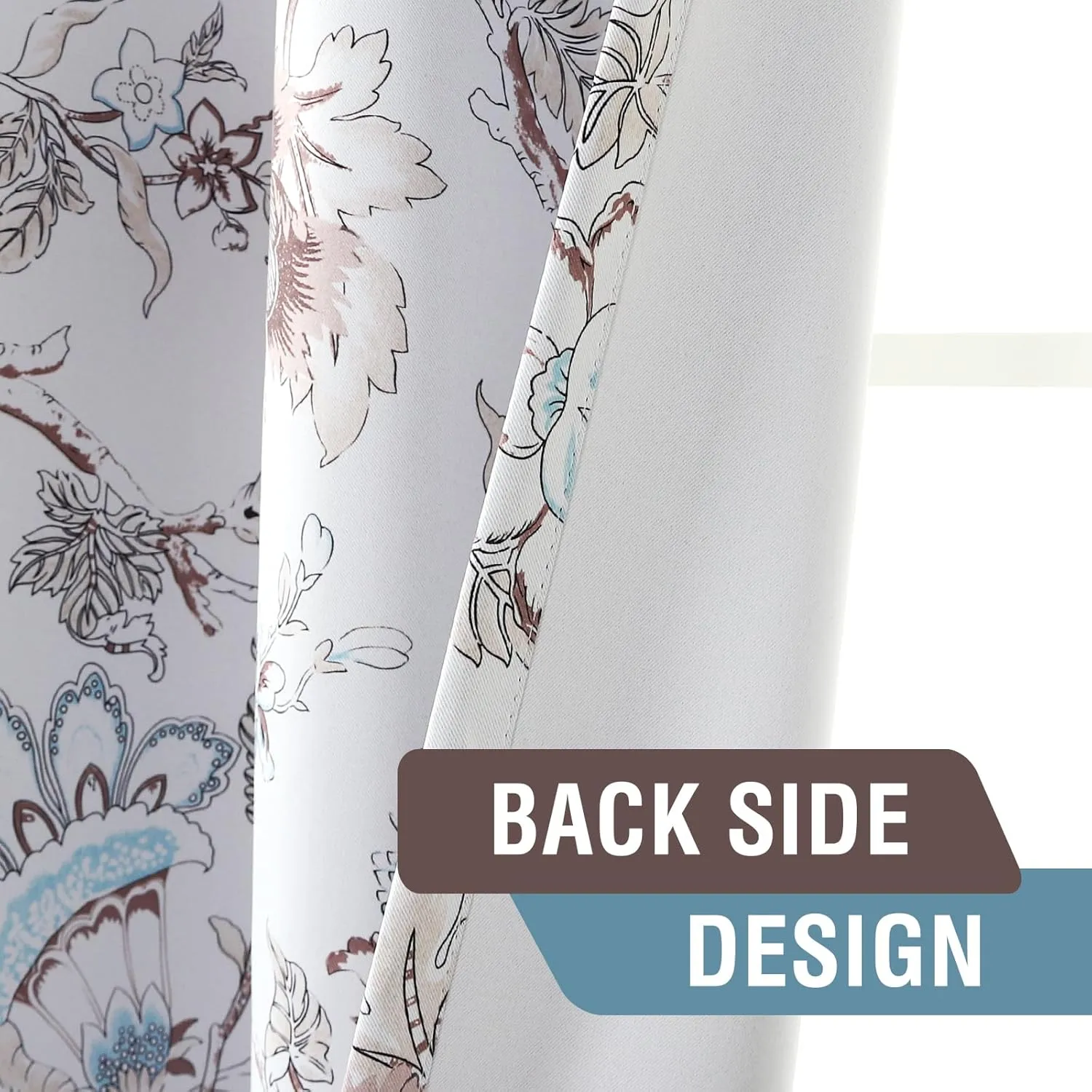 H.VERSAILTEX Blackout Curtains 84 Inch Length 2 Panels Set Floral Print Curtain Drapes for Living Room Thermal Insulated Grommet Window Curtains for Bedroom - Traditional Floral in Brown and Soft Teal